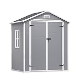 Xbro Gerätehaus Kunststoff 171x124x210 cm Grau, wetterfestes Geräteschuppen Kunststoff mit Bodenplatte, UV-beständig & abschließbar, Gartenhaus für Garten Terrasse Balkon