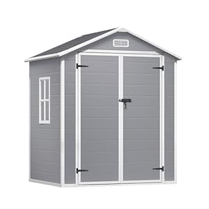 Xbro Gerätehaus Kunststoff 171x124x210 cm Grau, wetterfestes Geräteschuppen Kunststoff mit Bodenplatte, UV-beständig & abschließbar, Gartenhaus für Garten Terrasse Balkon