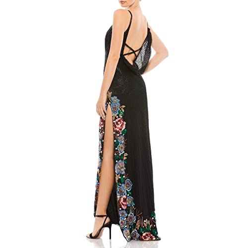 Mac Duggal Womens V-Neck Column Evening Dress Black 4 #TOP1