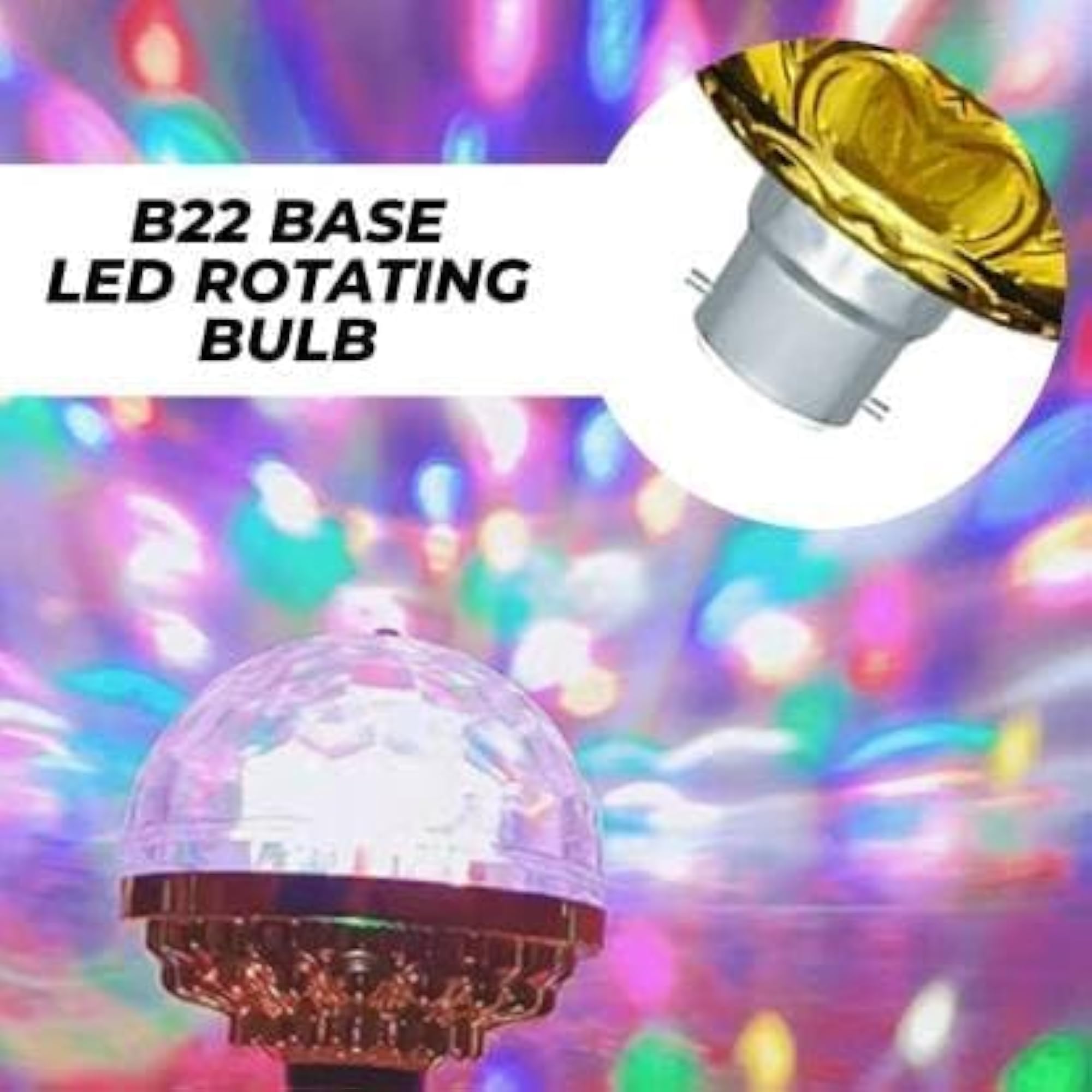 Rotating RGB LED Disco Light Bulb, Colorful Party Light
