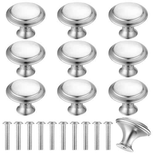 11 Pzs Pomos y Tiradores Armarios Cocina Plateado, Tiradores Cocina Plateado, Tirador de Puerta de Armario, Tiradores para Cajones Muebles, Perillas Pomos Redondas para Puertas Armarios de Cocina
