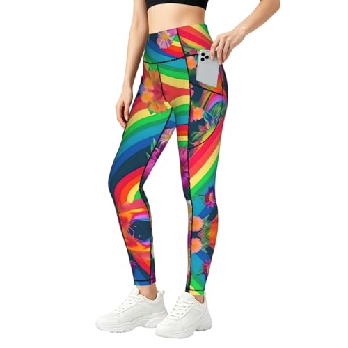 Legging fleurs arc-en-ciel pour la salle de gym et vos sorties