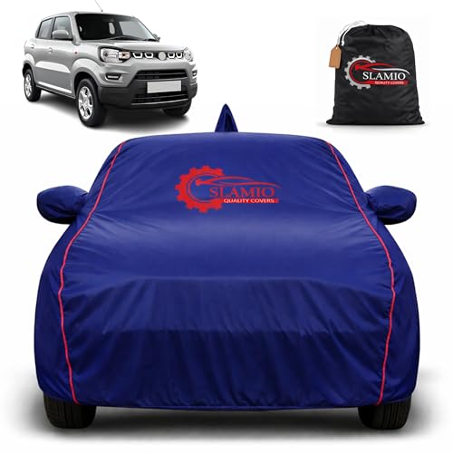 Image of Car Cover for Maruti Suzuki S-Presso 2019-2026 |100% Waterproof Heavy-Duty 3-Layer Car Body Cover |All-Weather Rain, UV, Sun & Dust Protection | Custom Fit |Mirror & Antenna Pockets |Navy Blue