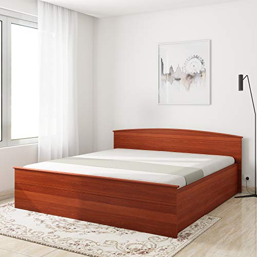 Amazon Brand - Solimo Optima King Size Glossy Engineered Wood Bed with Storage (Sienna Cherry)