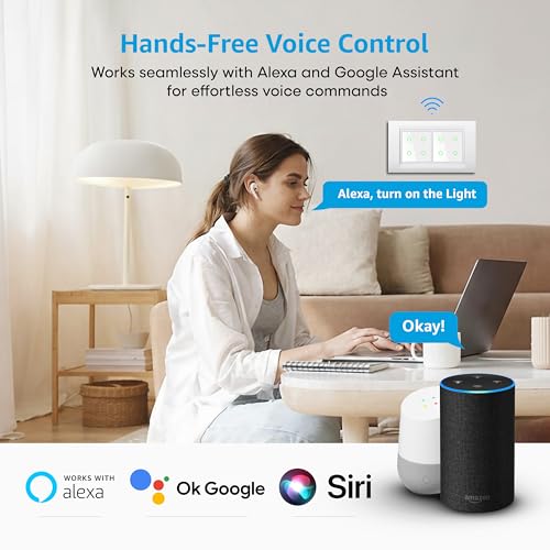 Image of SmartLife Modular 4 Gang Touch Smart Switch (White) | WiFi + BLE | Premium Glass Finish | Compatible with Alexa, Google Assistant, HA, IFTTT & SmartLife App | Fits Roma & Similar Plates