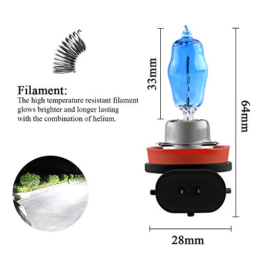 KaiDengZhe 2Pcs H11 100W Super Bright Xenon White 6000K Halogen Lamp Light Bulb 12V Car Headlight Fog Light Lamp Replacement - Image 2