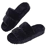 DL House Slippers for Women Open Toe, Fluffy Womens Slippers Memory Foam Indoor, Comfy Slip On...