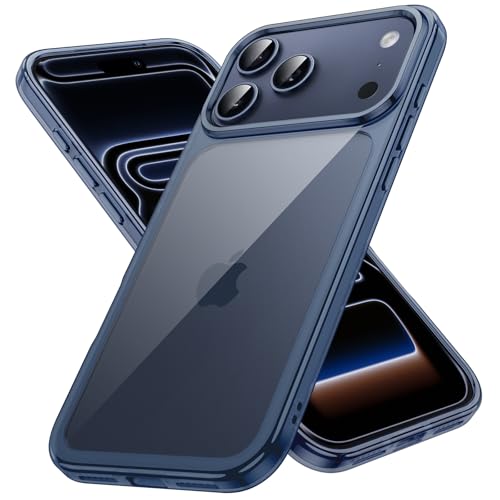 JETech Case for iPhone 17 Pro Max 6.9-Inch, Non-Yellowing Shockproof Phone Bumper Cover, Anti-Scratch Clear Back (Deep Blue)