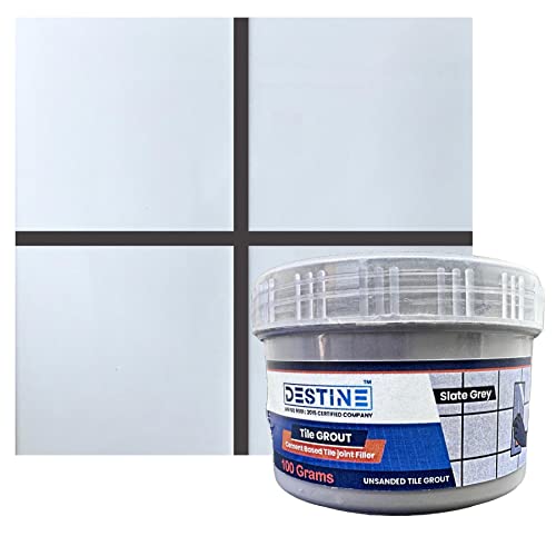 Image of DESTINE READY-TO-MIX inchTILE GROUT inch (16 COLOURS) (ALL PACKS: 100 Gm,250 Gm,400 Gm,800 Gm,1 Kg), Waterproof, Cement Based Tile Joint Filler, Crack Filler, Tiles Gap Filler (100 Gm, Slate Grey)