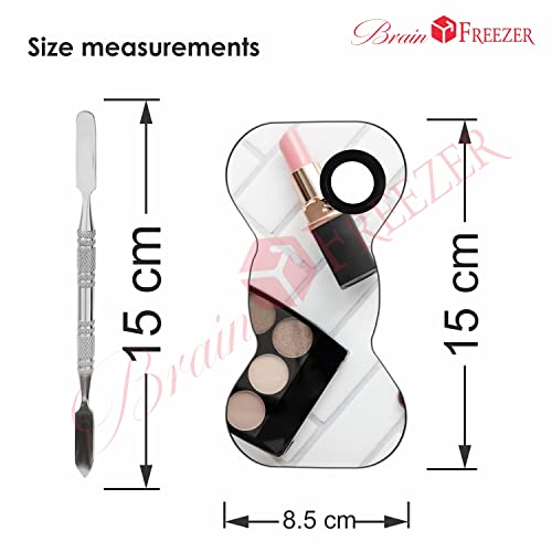 Image of Brain Freezer Shiny Makeup Palette With Stainless Steel Round Shape Spatula, 100 g (Bow Silver)