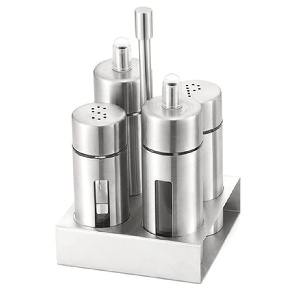 IANSHFKN Stainless Steel Salt Pepper Shaker Free Spice With Stand Condiment Box Cooking Seasoning Bottle Kitchen Tools