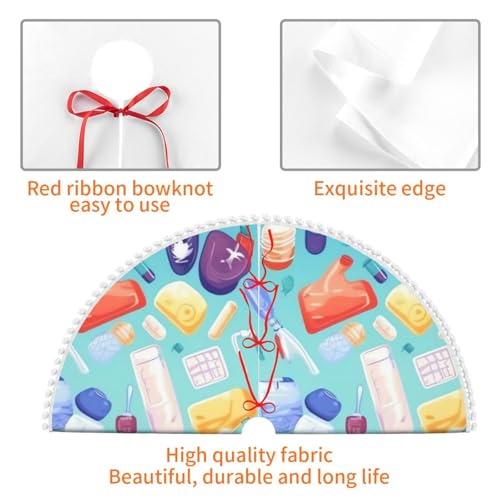 Jupe de sapin de Noël dégradé médical tapis 122 cm avec pompons