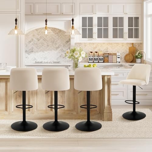 COLAMY Bar Stools Set of 4, Modern Swivel Bar Chairs, Adjustable ...