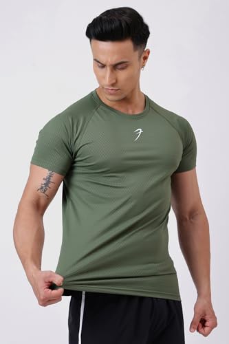 Image of FUAARK Grain Men's Slim Fit Heavyweight Stretchable Raglan Sleeves Gym & Workout Tshirt