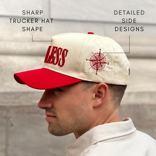 Image of Vintage Fashion Trucker Hat | Men & Women | Trendy Cute Retro Red Caps for Country & Western | Camo Fur Cotton | Snapback