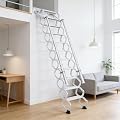 10FT Wall Mounted Retractable Attic Stairs, 12 Steps Folding Loft Ladder with Handrails, Heavy Duty Pull Down Attic Ladder, Up to 660 Lbs,Telescoping Ladder for Indoor, (White, 12 Steps)