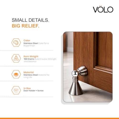 Image of Volo Stainless Steel Magnetic Door Holder /Door Stopper /Door Magnets to Hold Door /Magnetic Door Stopper for Home, Office and Commercial Spaces. (2)