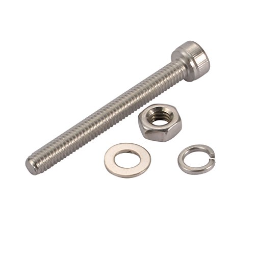 Sourcingmap 10pcs M4x40mm 304 Stainless Steel Knurled Hex Socket Head Bolts Nuts w Washers, Silver Tone - Image 4