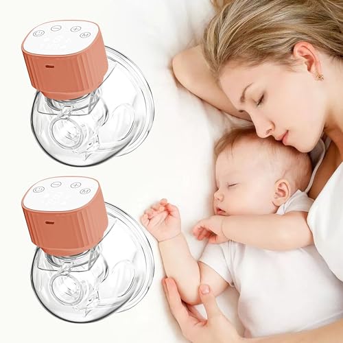Image of yoyomax Wearable Breast Pump, Double Pink Breast Pump with 3 Modes & 9 Levels, LCD Display, Ultra-Quiet and Pain Free Portable Breast Pumps