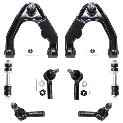 Image of Detroit Axle - 8pc Front End Kit for 00-04 Nissan Xterra, 2 Upper Control Arms 4 Tie Rod Ends 2 Sway Bars 2000 2001 2002 2003 2004 Replacement