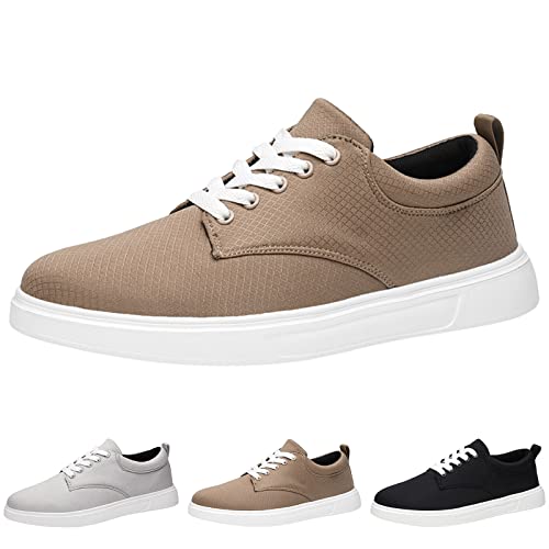 Men Casual Shoes Fashionable and Simple Solid Color Thick Bottomed Flat Bottomed Comfortable Canvas Dress Down Shoes Men (Khaki, 8.5)2