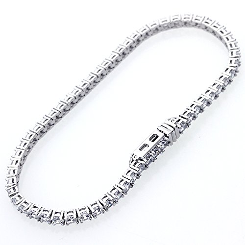 Kleine Schätze Sterling Silber Platin überzogen 4mm Zirkonia Tennis Armband