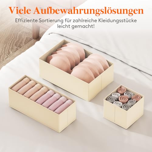 Lifewit 12 er Set Schubladen Organizer, Schrank Kleiderschrank Organizer Wickeltisch Schubladen Ordnungssystem für Garderobe Schlafzimmer für Kleidung, Kinderkleidung, Socken, Unterwäsche, Khaki
