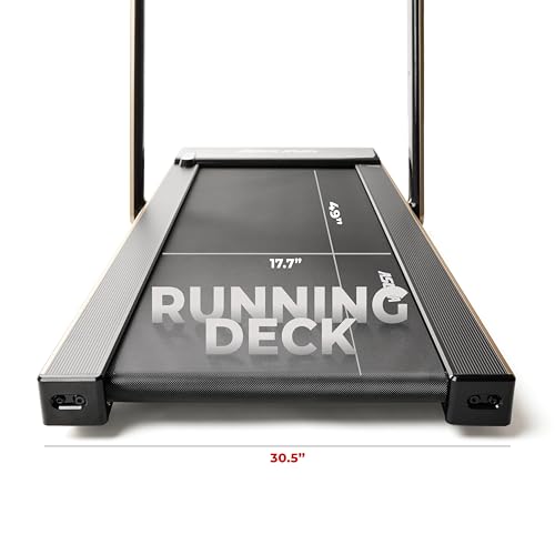 Image of Sunny Health & Fitness Slim Foldable Treadmill Fully Assembled, 17.7 inch x 49 inch Non-Slip Running Surface, 2.5 HP Motor, Speeds up to 8 MPH, Shock-Absorption, Device Holder, Digital Monitor, & Easy Storage