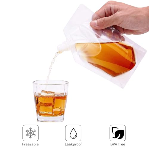 ASelected 24Pcs Drink Pouches for Festivals, Plastic Reusable Hip Flask with Spout Leak Proof Alcohol Juice Liquid Pouches Bags Clear Travel Pouch with Funnel (500 ML, 420 ML, 250 ML) - Image 3