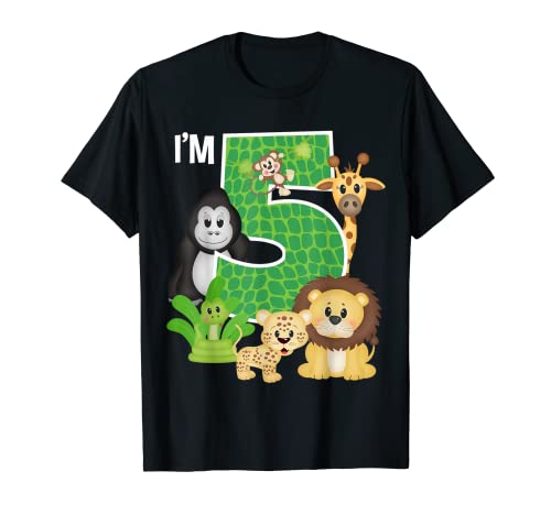 Zoo Theme 5th Birthday Party Safari Jungle Animal Kids Camiseta