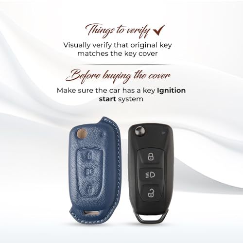 Image of keyzone royal leather key cover for Tata Curvv, Nexon, Harrier, Altroz, Punch, Safari, Tigor, Tiago, Zest, Bolt 3 button flip key