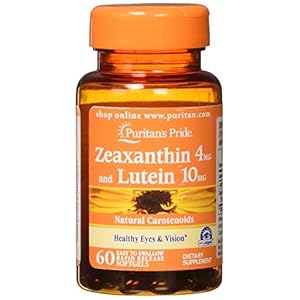 Puritans Pride Zeaxanthin 4mg with Lutein 10mg, Supports Healthy Eyes and Vision*, 60 ct