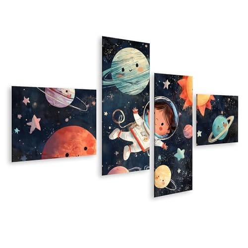 Image d'astronaute magique enfants - Toile espace chambre 4 pièces F1