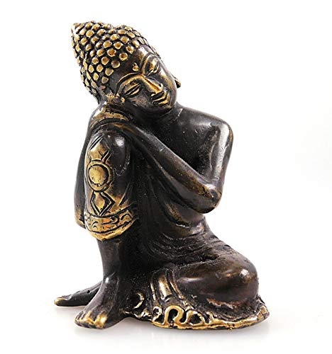 Figura Decorativa Buda Pensador en Bronce Macizo, artesanía de Asia.