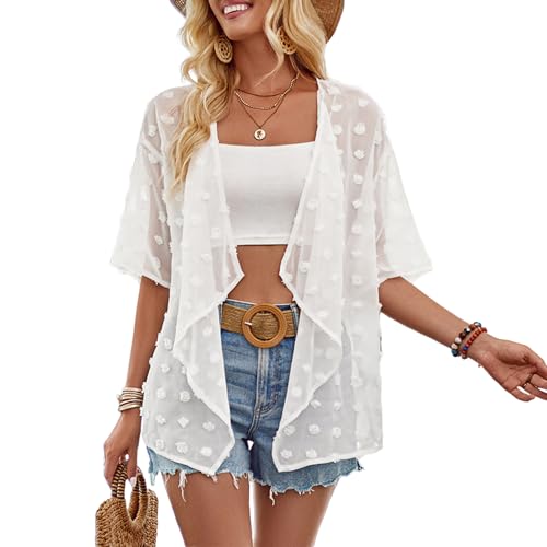 Atxnn Boléro Femme Cardigan Chic et Elegant Châle Femme Court à Manches Courte D'été à Veste Transparent Cardigan Tops pour Mariage Robes Plages...