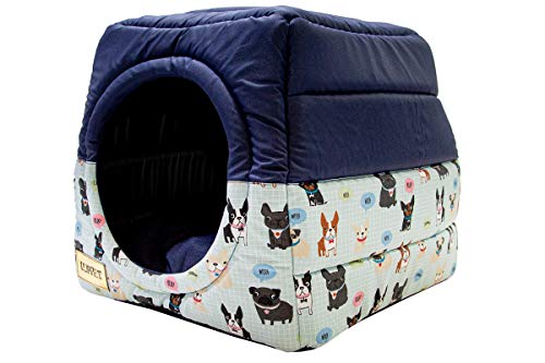 Toca e Cama Impermeável Luppet 2 em 1 com Almofada para Cachorro ou Gato de até 5Kg Azul Cachorro/Ro