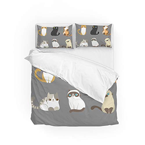 Parure de lit chats premium en microfibre de polyester super douce lit 3 pièces