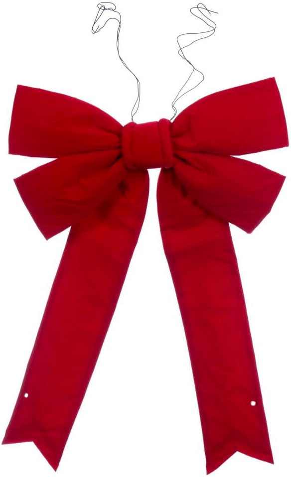 Vickerman 36" x 45" Red Velvet Outdoor Christmas Bow with UV Treated Material and Wire to Hang.