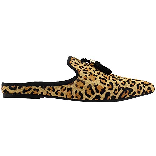 Hush Puppies Women's Sadie Tassel Mule, Leopard Calf Hair 10 Medium Us #TOP1