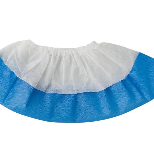 Sur-chaussures PP/PE blanc et bleu 38 x 17cm - Boite de 500 pièces