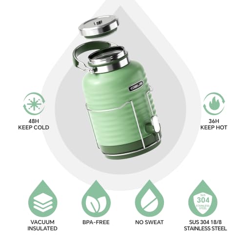 Image of IDEUS Insulated Beverage Dispenser 1.4gal, Drink Container Ivy B-type | All-in-one Vacuum Double Wall Stainless Steel Water Cooler for Camping and Party Leakroof with Handle, Spigot & Stand