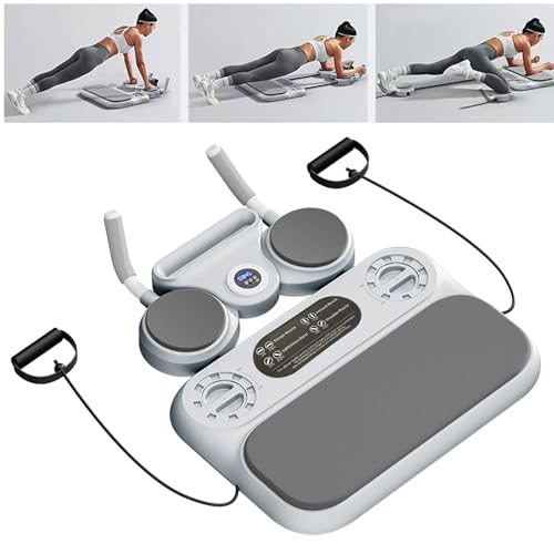 Multifunctional Abdominal Board with Resistance Bands and Knee Mat,Ab Trainer Machine, Pilates Board, Pilates Reformer Set,6 in1 Pilates Sliding Board,Pilates Equipment with Timer