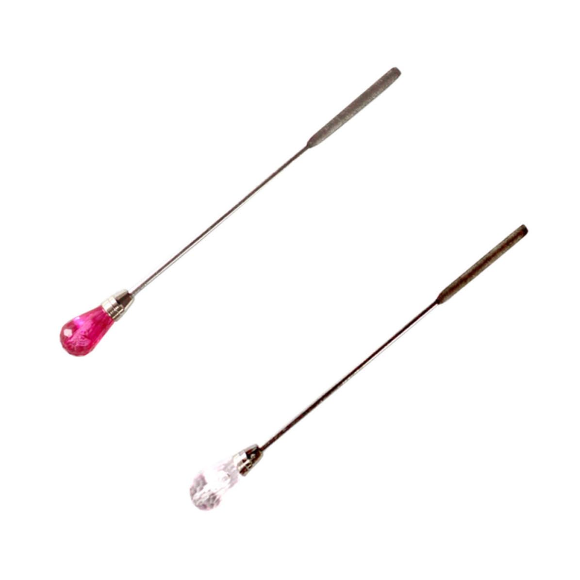 Metal Nail Stirring Rod 2pcs for Gel and Glitter Powder Mixing