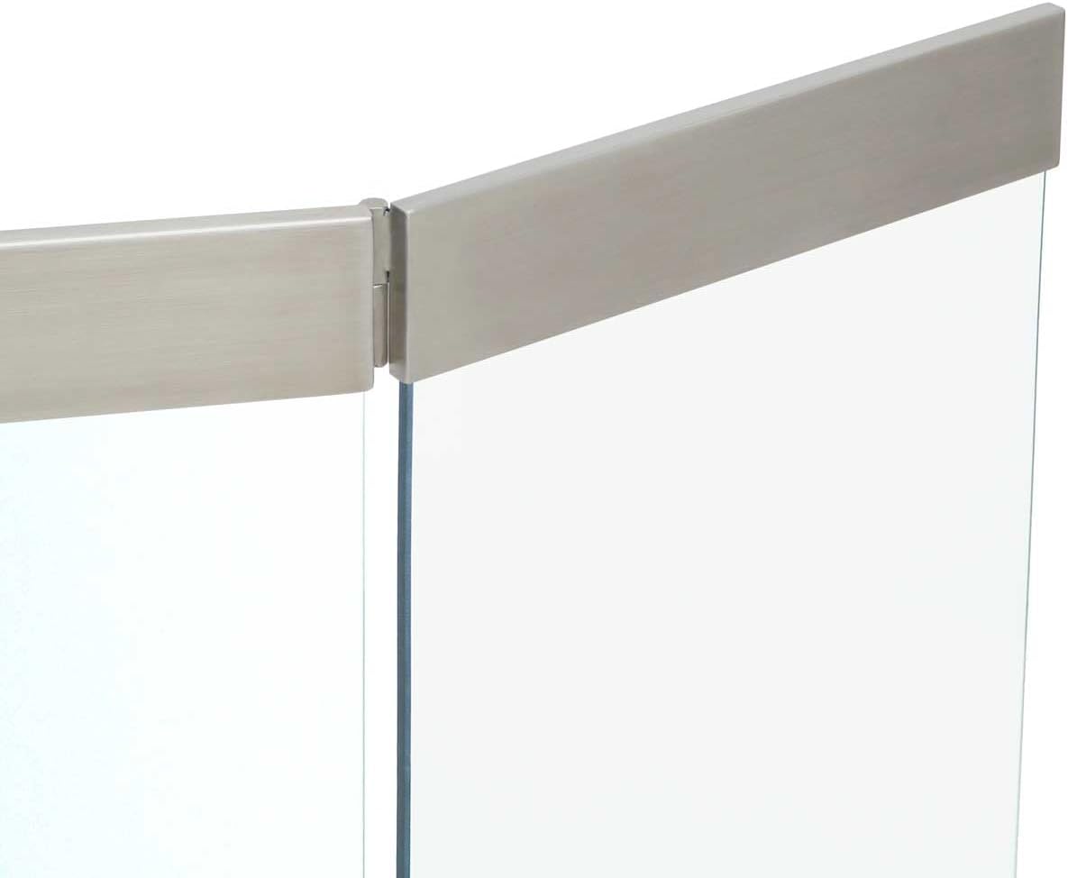 Pilgrim Home and Hearth Modern Glass Folding Fireplace Screen Brushed Stainless Steel (18193)