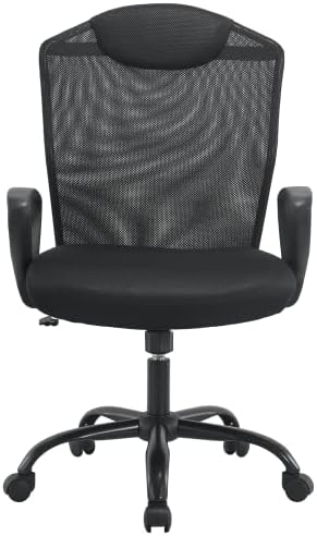 BASETBL Ergonomic Office Chair, Desk Chair with Rock Function, Height Adjustable Swivel Mesh Chair, Great for Tall People, Black