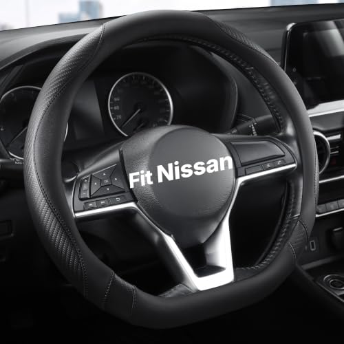 West Llama Customized Auto Car Steering Wheel Cover for Nissan,D Shaped Steering Wheel Cover for Rogue,Altima,Kicks (D-Shaped-Matte Black)