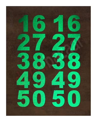 Image of Number Self Adhesive Paper Sticker Waterproof Precut Peel and Stick, 1.5 Inches Reflective Green (Set 2), (Code 10)
