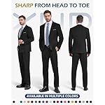 YND Men's Slim Fit 2 Piece Suit, One Button Solid Jacket Pants Set with Tie - Image 2