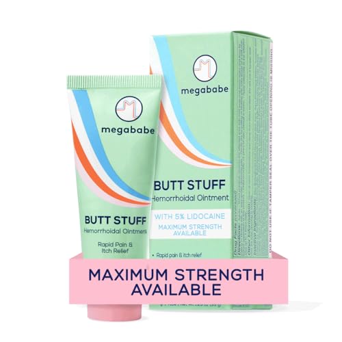 Megababe Hemorrhoidal Ointment | Max Strength with 5% Lidocaine | Rapid Pain & Itch Relief | Shrinks Swollen Hemorrhoidal Tissue | 1.25 oz