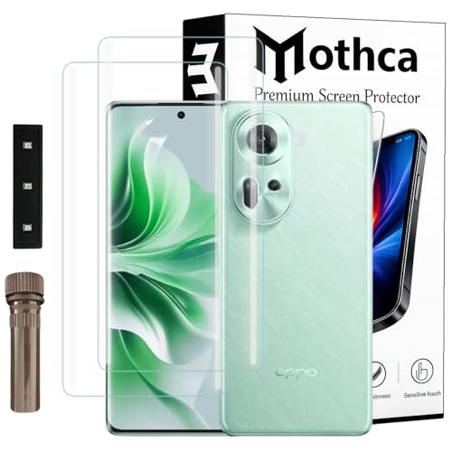 Image of Mothca Curved UV Tempered Glass Screen Protector for Oppo Reno 11 Pro | Transparent | Pack of 2 | Borderless Full Screen Coverage with UV Installation Kit